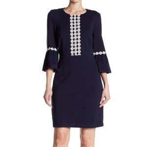 Nanette Lepore Ruffle Cuff Fitted Dress Black (Size 8)